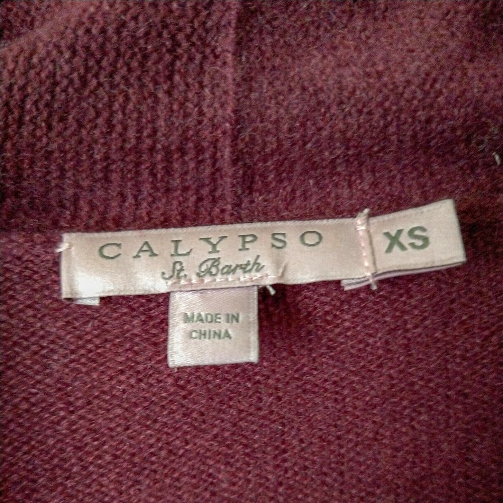 Calypso St Barth Maroon 100% Cashmere Open Front Bat Wing Dolman Sweater Size XS_5
